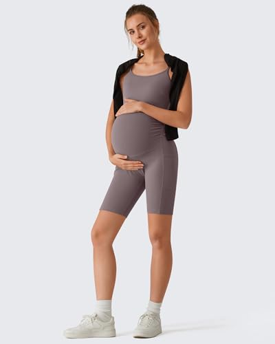 G4Free BareFeel Built in Bra Maternity Romper Smart Back Opening Jumpsuit - color: Taupe, size: X-Large