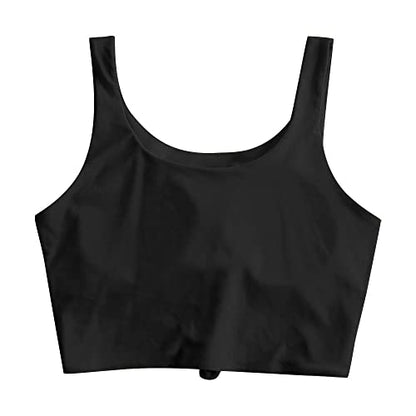 ZAFUL Women's Front Knot Bikini Tops Crop Tankini Bathing Suit Tops Only - color: C-black, size: Small