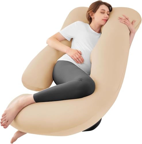 Cooling Pregnancy Pillows for Sleeping, 65'' Full Body Pillow, Beige - color: Beige, size: 65 Inch