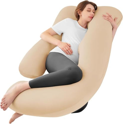 Cooling Pregnancy Pillows for Sleeping, 65'' Full Body Pillow, Beige - color: Beige, size: 65 Inch