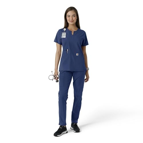 Carhartt Scrubs C12413 Women's Force® Essentials Modern Fit Notch Neck - color: Navy, size: Medium