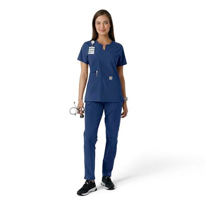 Carhartt Scrubs C12413 Women's Force® Essentials Modern Fit Notch Neck - color: Navy, size: Medium
