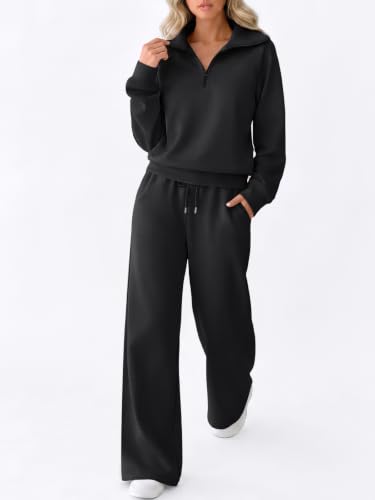 EFAN Womens Sweatsuits Modal Blend 2 Piece Matching Sets Comfy Lounge Wear - color: Black, size: Small