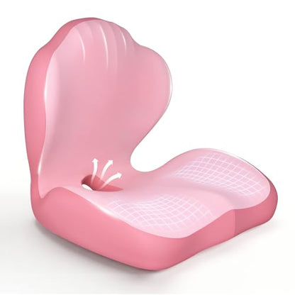 Ergonomic Seat Cushion for Office Chairs Lumbar Support Pillow, Pink - color: Pink