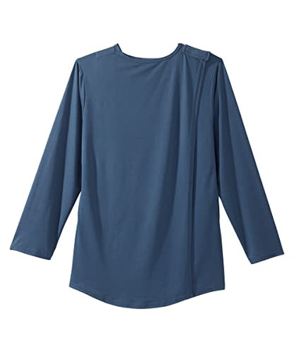 Silverts Women's Adaptive Open Back Long Sleeve Top, Assisted Dressing - color: Caribbean Blue, size: 3X-Large