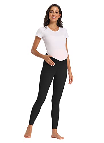 Foucome Women's Maternity Legging Under The Belly - color: 2pack Black, size: Medium