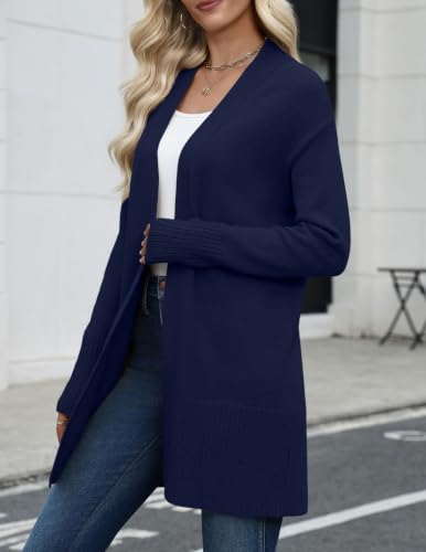 Zeagoo Cardigan Sweaters for Women Open Front Cardigans Long Sleeve Sweater - color: Navy Blue, size: Medium