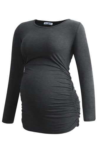 Smallshow Women's 4 Pack Maternity Shirts Long Sleeve - color: Army Green-black-deep Grey-light Grey(4 Pack), size: Medium