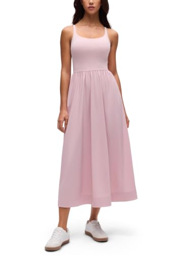 CRZ YOGA Square Neck Maxi Casual Dress - color: Pink Haze, size: Small
