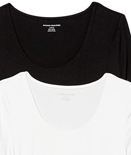 Amazon Essentials Women's Maternity Short-Sleeve Rouched Scoopneck T-Shirt, Pack of 2 - color: Black/White, size: XX-Large