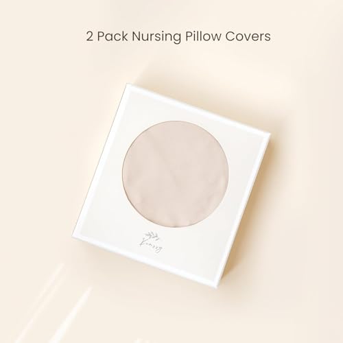 Konssy 2 Pack Nursing Pillow Covers, Soft Stretchy Cover for Breastfeeding - color: Beige, Blossom