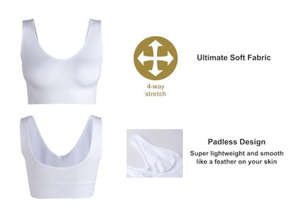 Women's Wireless Sleep Bras Unpadded Seamless Comfort Bras Throw-on Wirefree Bralettes 3 Pack - color: 1*white, size: Small