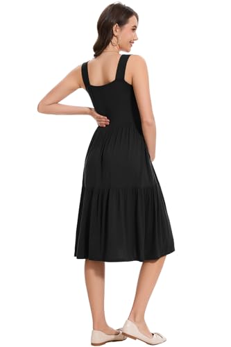 Smallshow Women's Sleeveless Ruffle Maternity Tank Dress - color: Black, size: Small