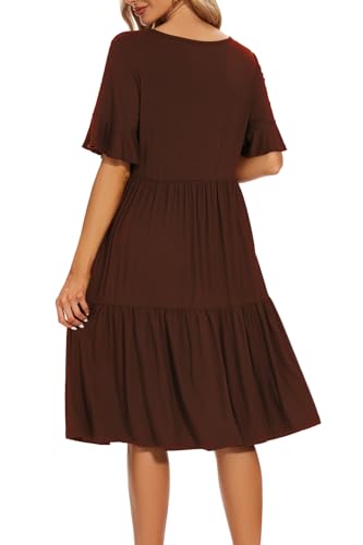 Smallshow Women's Ruffle Maternity Nursing Dress - color: Coffee, size: X-Large