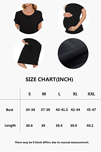 Smallshow Women's Short Sleeve Maternity Dress Ruched Pregnancy Clothes - color: Black Stripe, size: X-Large