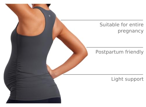 CRZ YOGA Maternity Racerback Tank Tops - color: Mysterious Grey, size: Small