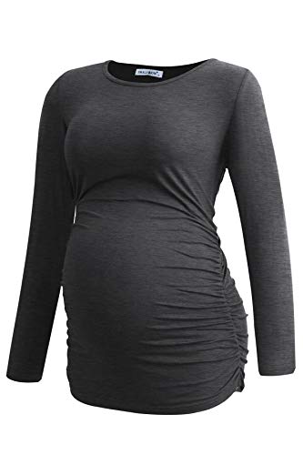 Smallshow Women's 4 Pack Maternity Shirts Long Sleeve - color: Black-deep Grey-light Grey-white Stripe(4 Pack), size: XX-Large