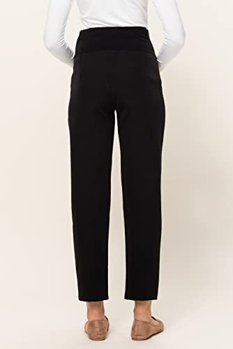 LaClef Women's Over The Belly Relaxed Fit Maternity Pants - color: Black, size: X-Large