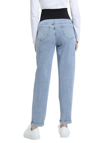 Maternity Boyfriend Jeans Pregnancy Denim Pants - color: Light Blue, size: XX-Large