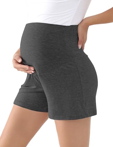 Viscose from Bamboo Maternity Summer Lounge Pajama Shorts - color: Dark Grey, size: Small