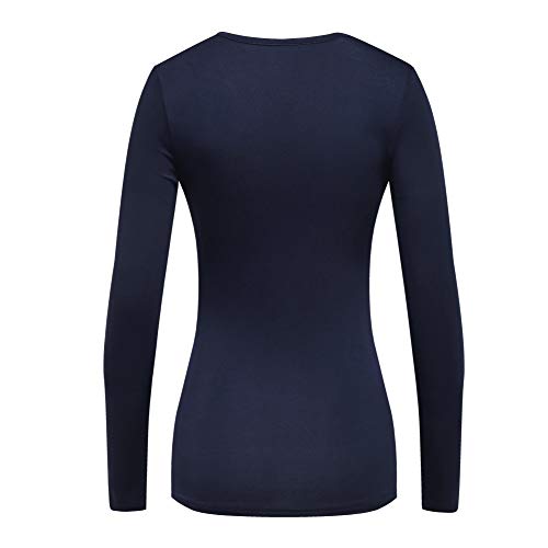 OThread & Co. Women's Long Sleeve T-Shirt Comfy Underscrub Tee Basic Stretch Layer - color: Navy, size: X-Large