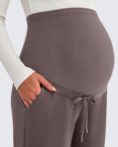 G4Free EverGoing Maternity Joggers with Pockets Drawstring Pregnancy Pants - color: Taupe, size: X-Small