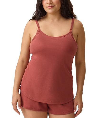 Kindred Bravely Essentials Maternity Nursing Cami, Shorts Breastfeeding Set - color: Warm Sienna, size: Medium