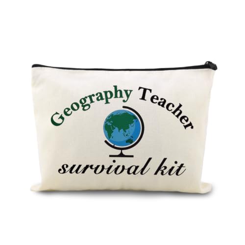 Geography Makeup Bag Pouch Travel Toiletry Organizer for Birthday Retirement Gifts Geology Professors Tutors Appreciation Just Because Gift Zipper Earth Science Educators Christmas Xmas Gifts - color: Geography Teacher