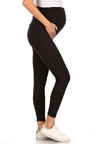 Leggings Depot Women's Over-Belly Maternity Leggings, Soft Yoga Tights - color: Black, size: 1X
