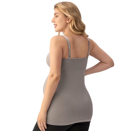 Angelhood Nursing Tank Tops Maternity Cami with Built in Bra - color: Black/Gray/Whtie, size: Medium