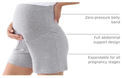 Viscose from Bamboo Maternity Summer Lounge Pajama Shorts - color: Grey, size: Large