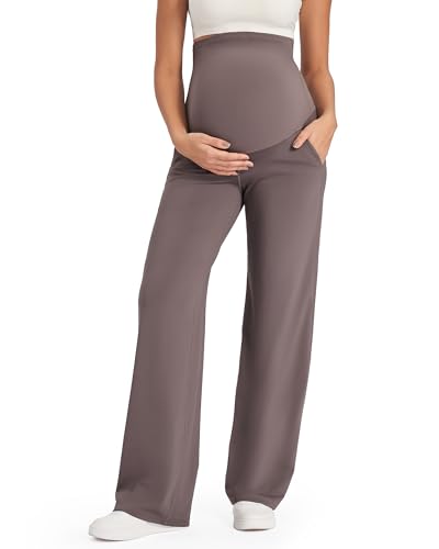 G4Free EverGoing Maternity Pants Over the Belly Pregnancy Work Trousers - color: Taupe, size: Small
