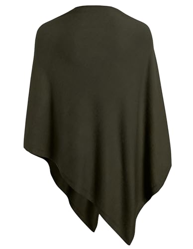 PULI Women's Versatile Knit Shawl Poncho Sweater Button Scarf - color: Dark Army Green