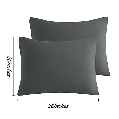 NTBAY Standard Microfiber Pillowcases, Set of 2, Dark Grey - color: Dark Grey, size: Standard (20"x26")