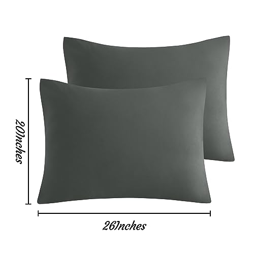 NTBAY Standard Microfiber Pillowcases, Set of 2, Dark Grey - color: Dark Grey, size: Standard (20"x26")