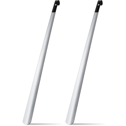 2 Pcs 31.5'' Extra Long Metal Shoe Horn for Elderly, Silver and Black - color: Mixture, size: 31.5''