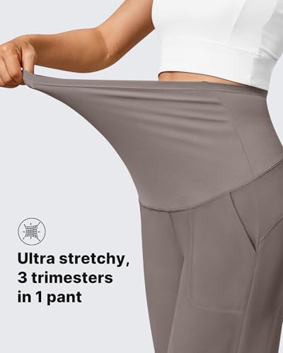 G4Free EverGoing Maternity Pants Over The Belly Pregnancy Joggers Workout - color: Taupe, size: Medium