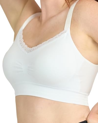 Coobie Lace V-Neck Bra for Women - color: White, size: Large