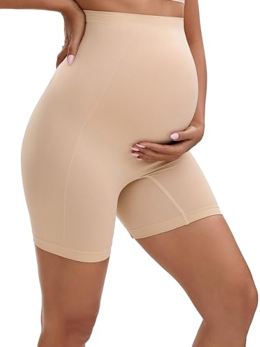 Allegra K Womens Maternity Underwear High Waisted Shaping Briefs Over Bump Pregnancy Belly Support - color: Beige, size: Small