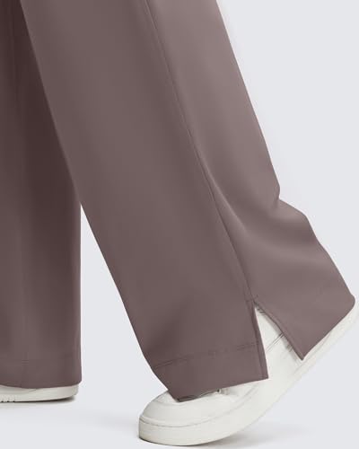 G4Free ShiftReady Maternity Dress Pants Wide Leg Pregnancy Work Tousers - color: Taupe, size: Medium