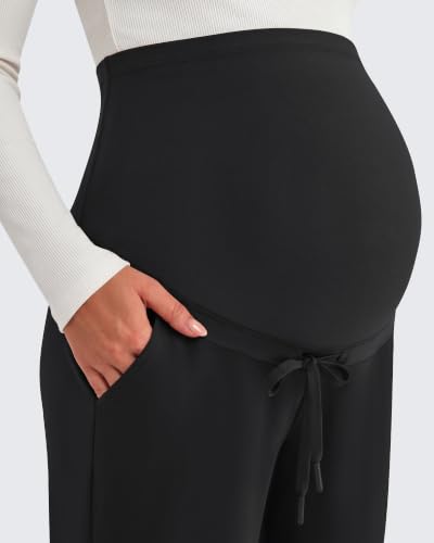 G4Free EverGoing Maternity Joggers with Pockets Drawstring Pregnancy Pants - color: Black, size: XX-Large