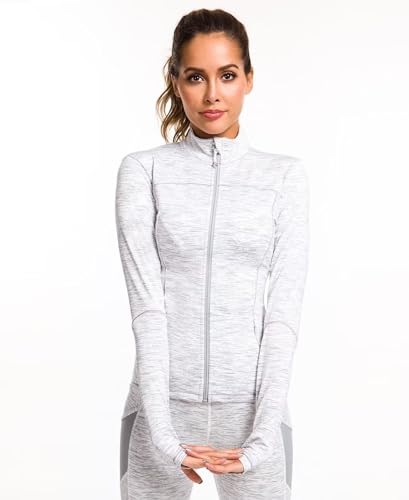 Queenie Ke Womens Running Jackets with Zipper Pockets - color: White Space Dye, size: Small