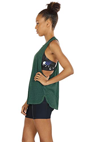 icyzone Women's Racerback High Neck Workout Athletic Yoga Muscle Tank Tops - color: Army, size: Medium