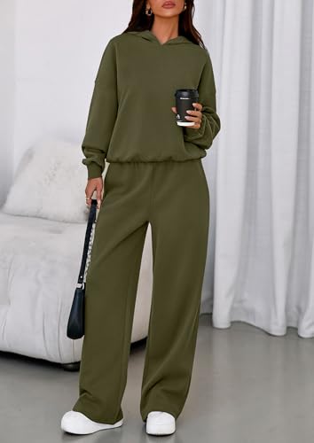 PRETTYGARDEN 2 Piece Lounge Sets for Women Matching Sweatsuits - color: Army Green, size: Small