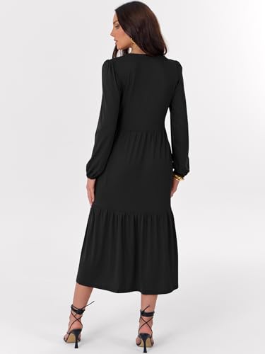 ANRABESS Women's Long Sleeve Fall Flowy Boho Maxi Dresses - color: Black, size: Small