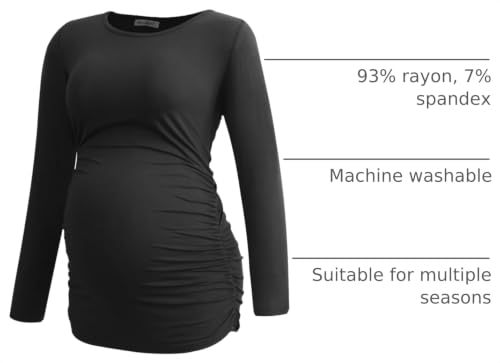 Smallshow Women's 4 Pack Maternity Shirts Long Sleeve - color: Black-deep Green-deep Grey-teal(4 Pack), size: Small
