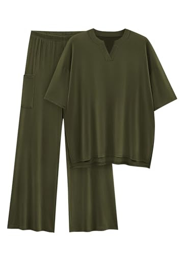 KIRUNDO Two Piece Sets for Women 2026 Summer Lounge Set - color: Army Green, size: Small