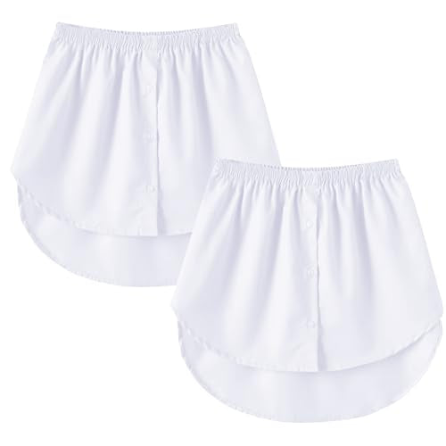 Girstunm Adjustable Shirts Extender Underskirt - color: 2pcs White, size: Large