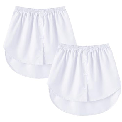Girstunm Adjustable Shirts Extender Underskirt - color: 2pcs White, size: Large