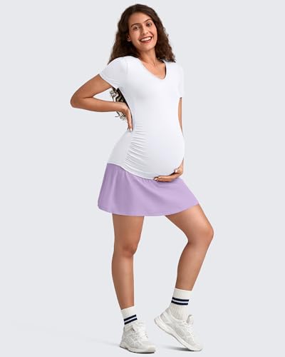 G4Free BareFeel Maternity Skirt with 2 Pockets Pregnancy Shorts Tennis Golf - color: Light Purple, size: Medium